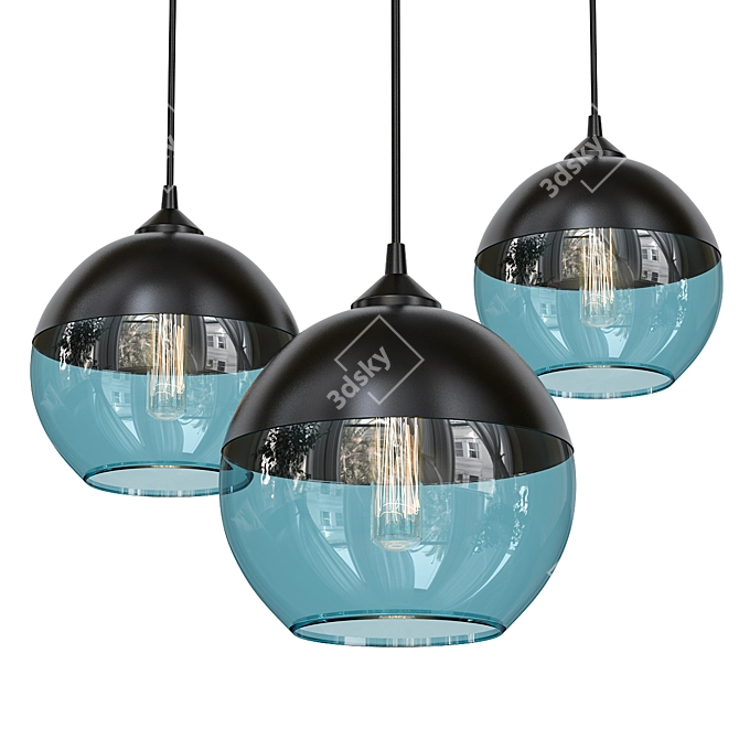 Industrial Black Socket Pendant Light 3D model image 1