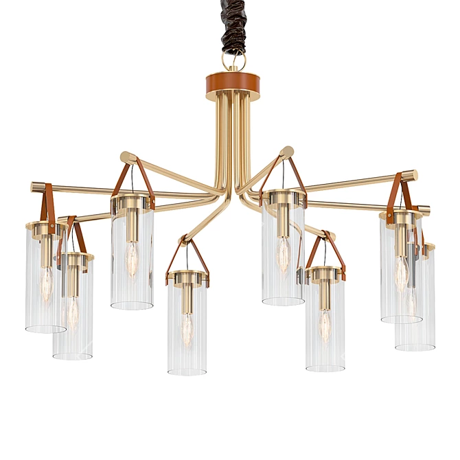 Base Brass Red Chandelier: Modern Loft Style 3D model image 1