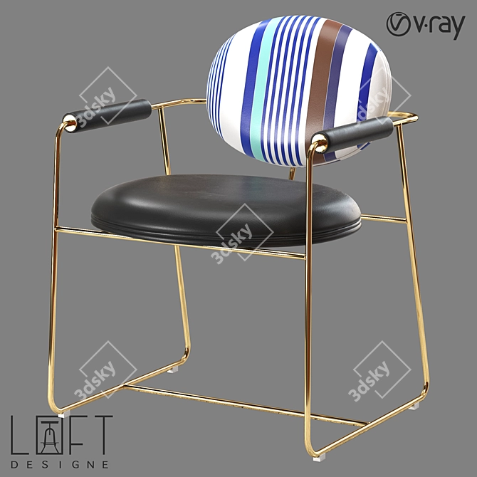 LoftDesigne Metal and Faux Leather Chair 3D model image 1