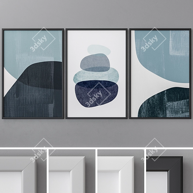 Modern Abstract Art Frames Set 3D model image 1