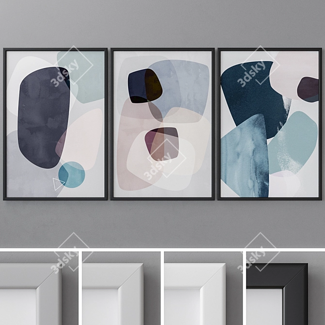 Modern Abstract Photo Frames Set 3D model image 1