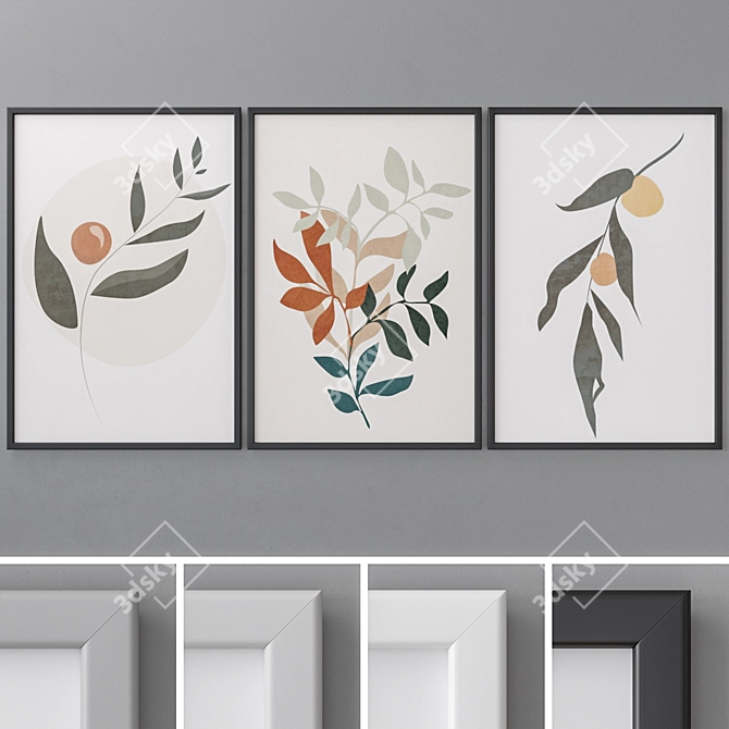 Abstract Modern Photo Frames Set 3D model image 1