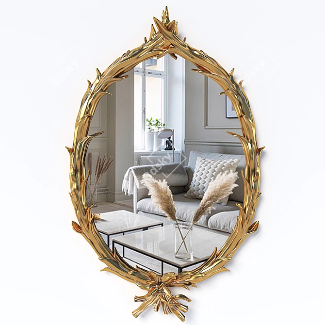 Golden Bua Wall Mirror 3D model image 1