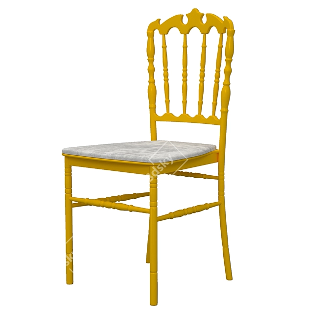 Elegant Tiffany Chair: White, Gold, Black 3D model image 3