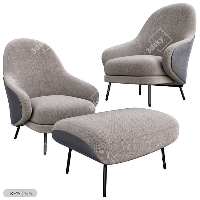 Elegant ANGIE Minotti Armchair 3D model image 1