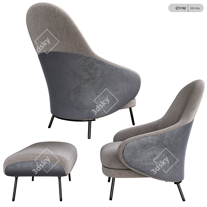 Elegant ANGIE Minotti Armchair 3D model image 2