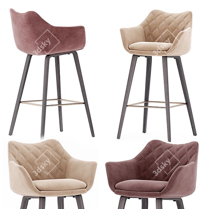 Stylish DeepHouse Barstool - Shirley 3D model image 1