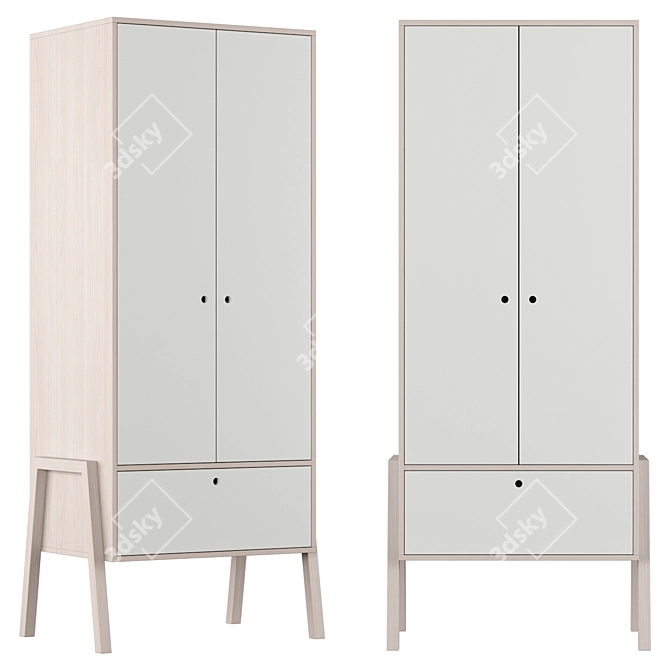 Modern 2 Door Wardrobe | Sleek Design 3D model image 1