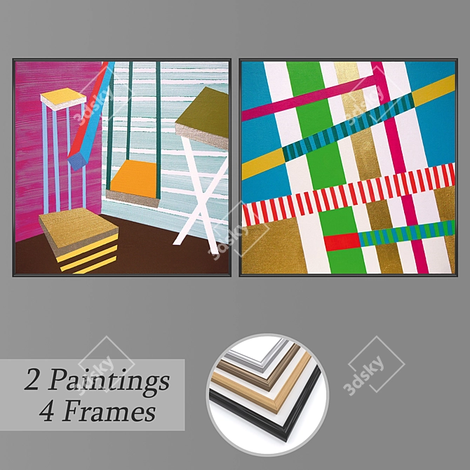 Versatile Set of Wall Paintings 3D model image 1