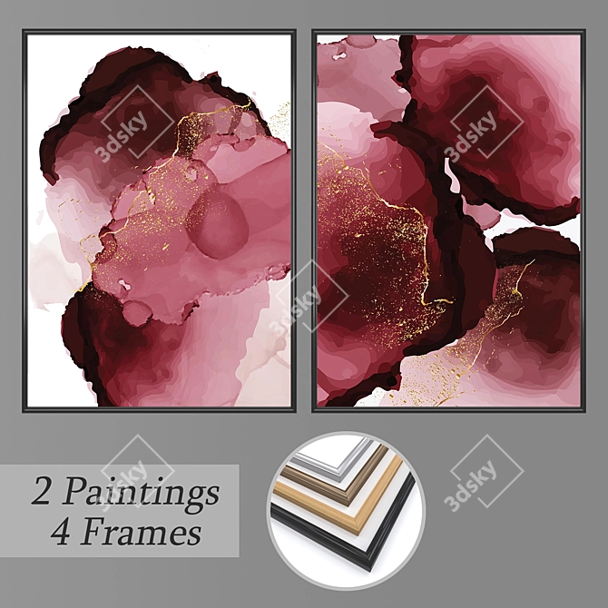 Gallery Impressions: Set of 2 Wall Paintings 3D model image 1