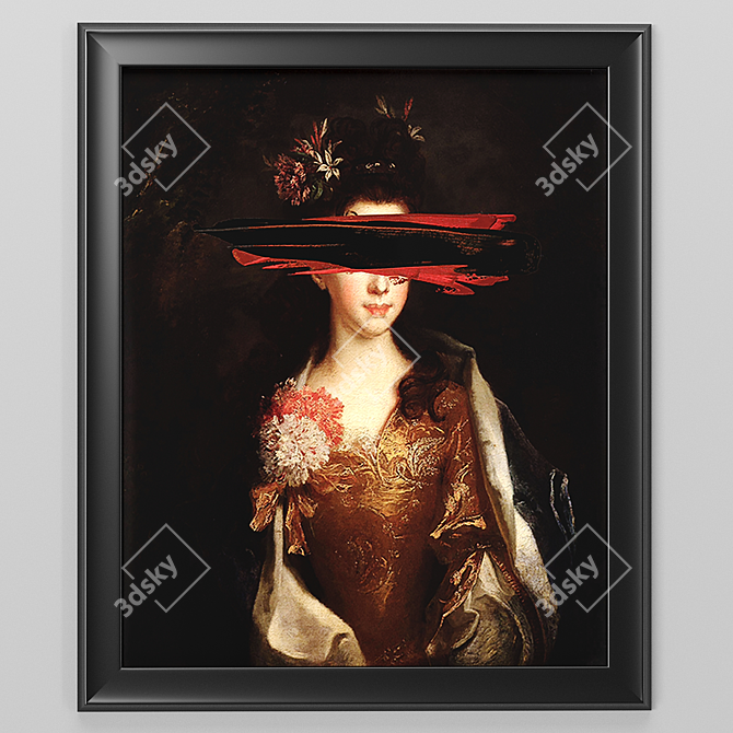 Spatula Black Canvas: Modern Art Framed 3D model image 1