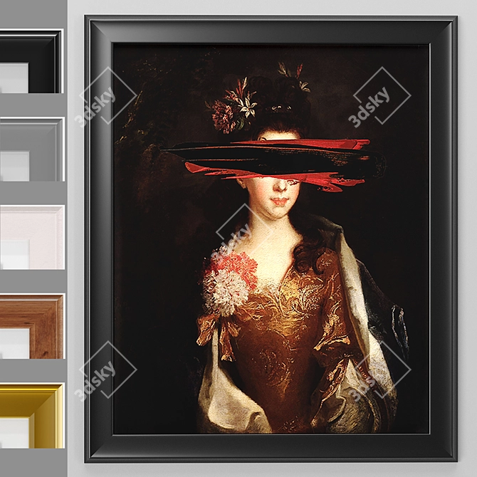 Spatula Black Canvas: Modern Art Framed 3D model image 3