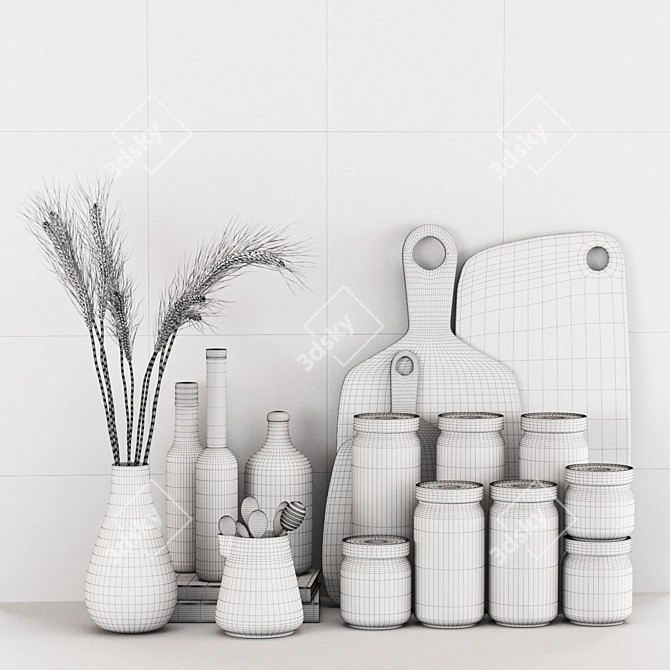 Elegant Kitchen Decor Set 3D model image 4