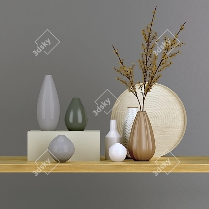 Elegant Vase Set for Stylish Decor 3D model image 1