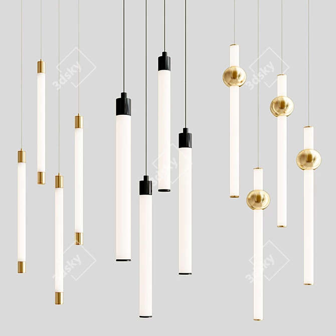 Contemporary Pendant Lights Set 3D model image 1