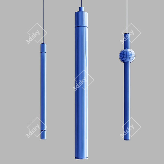 Contemporary Pendant Lights Set 3D model image 2