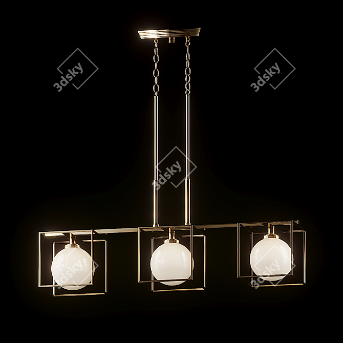 Elegant Cowen Brushed Gold Chandelier 3D model image 4