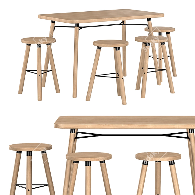 Industrial Loft Partridge Bar Table 3D model image 1