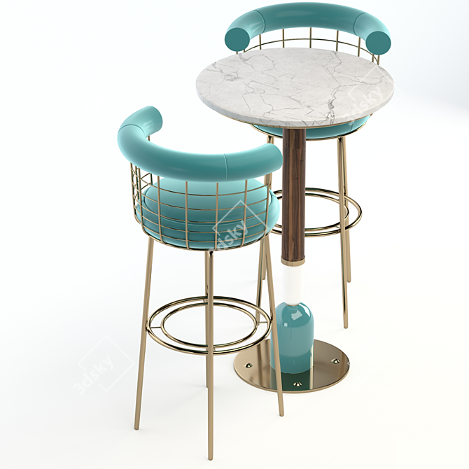 Mezzo Berry Bar Chair & Foster Bar Table 3D model image 4