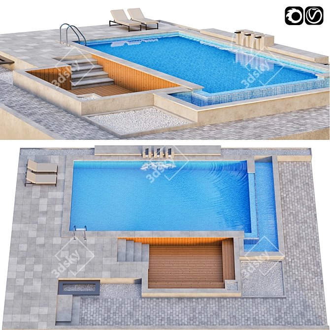 Modern Pool Design Kit 3D model image 1