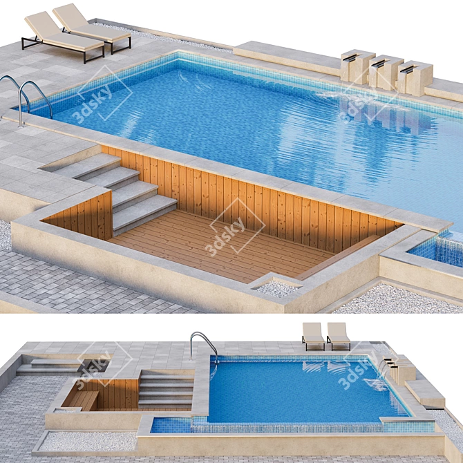 Modern Pool Design Kit 3D model image 2