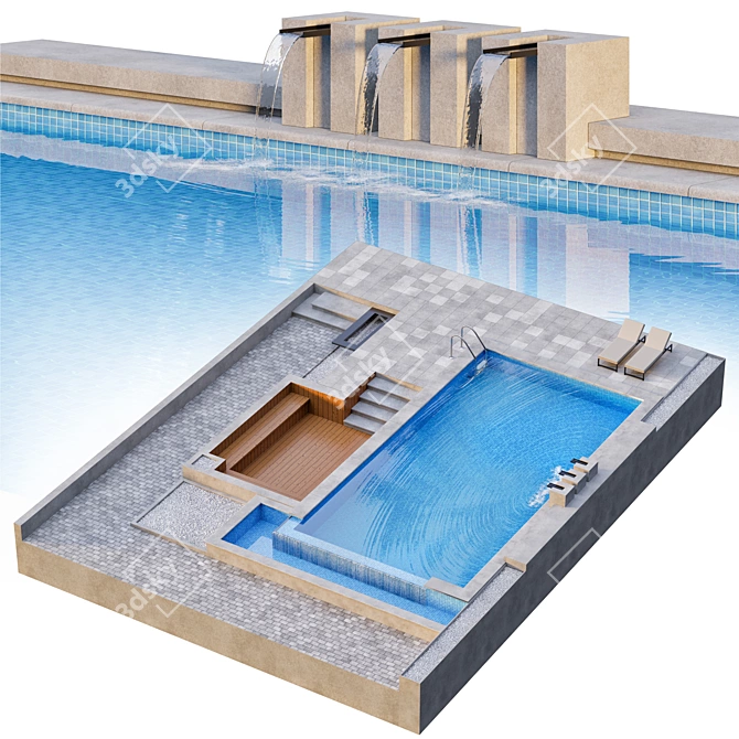 Modern Pool Design Kit 3D model image 3