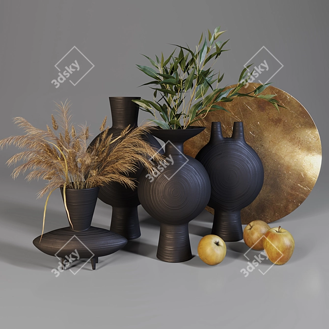 Autumn Bronze Decor Set 3D model image 1