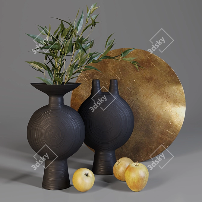 Autumn Bronze Decor Set 3D model image 3