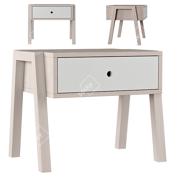 Contemporary Dale 1 Drawer Bedside Table 3D model image 1