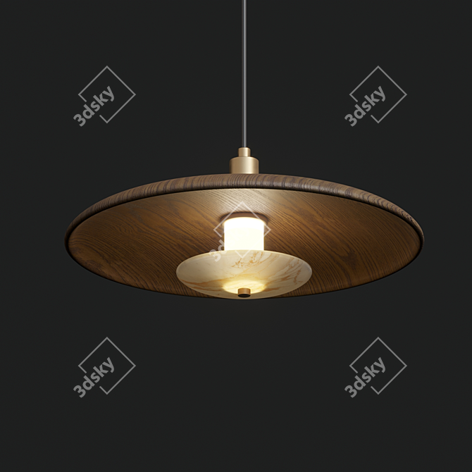 Natural Wood and Textured Marble Lamps 3D model image 1