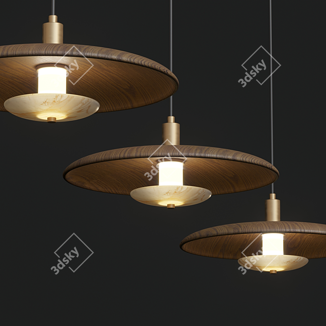 Natural Wood and Textured Marble Lamps 3D model image 2