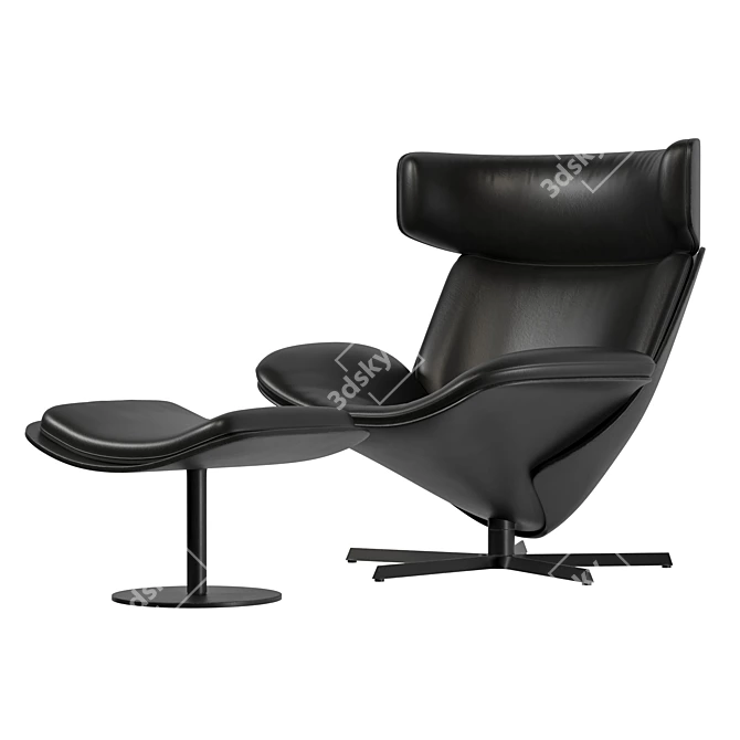 Sleek Leather Almora Armchair 3D model image 2