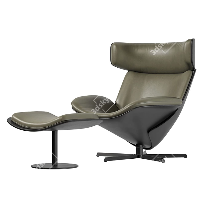 Sleek Leather Almora Armchair 3D model image 3