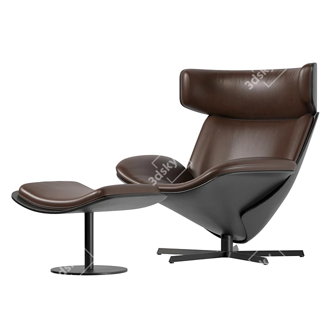 Sleek Leather Almora Armchair 3D model image 4