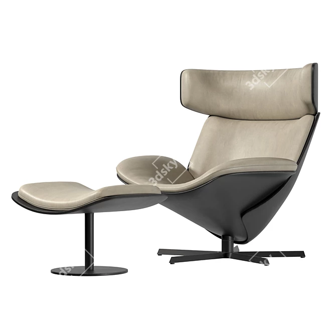 Sleek Leather Almora Armchair 3D model image 5