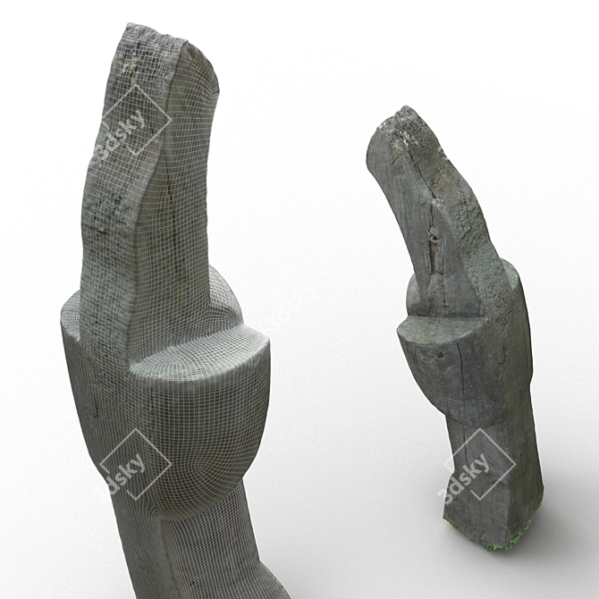 Handcrafted Wooden Statue from Nida 3D model image 2