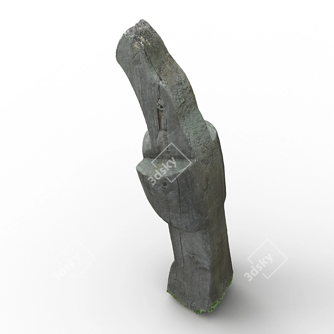 Handcrafted Wooden Statue from Nida 3D model image 4