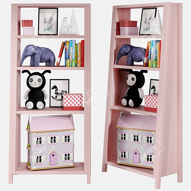 Sleek Kids Bookshelf Set 3D model image 2