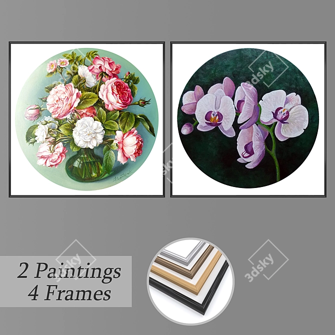 Abstract Art Wall Decor Set 3D model image 1