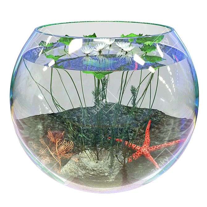 Aquatic Elegance: Aquarium Water Lily 3D model image 2