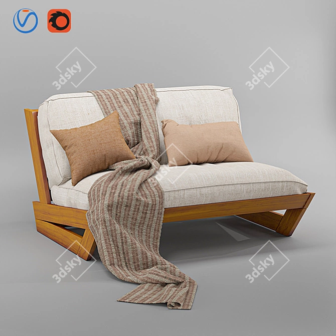 Sunset Teak Lounge Sofa 3D model image 1