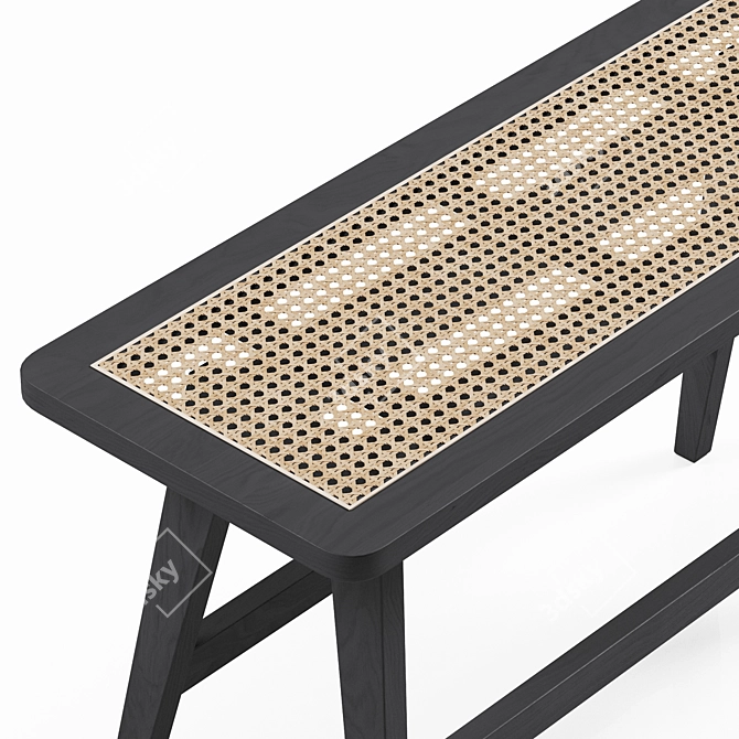 Meranti Rattan Bench: Stylish and Sustainable 3D model image 2