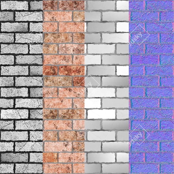 Realistic Roman Brick Texture 3D model image 3