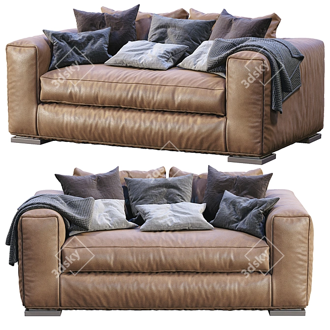 Modern Leather Reclining Sofa 3D model image 1