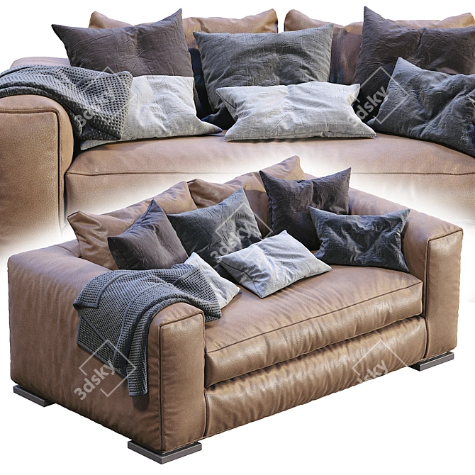 Modern Leather Reclining Sofa 3D model image 2