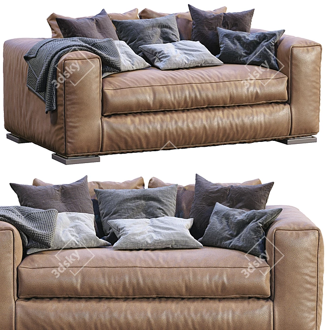 Modern Leather Reclining Sofa 3D model image 4