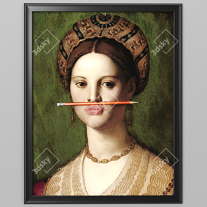 Orange Pencil Canvas Print - Modern Art Frame 3D model image 2