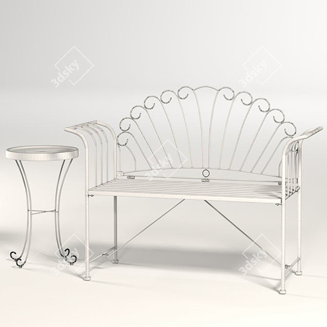 Outdoor Garden Bench - PBR Wood Design 3D model image 3