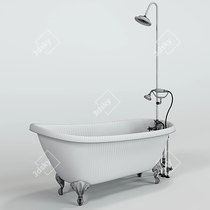 Metal Tub With Shower 3D model image 5