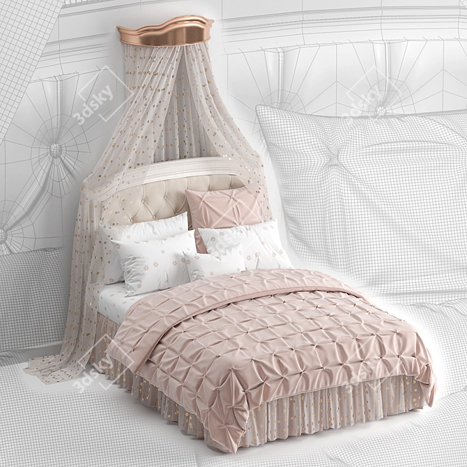 Elegant Blythe Upholstered Bed 3D model image 5